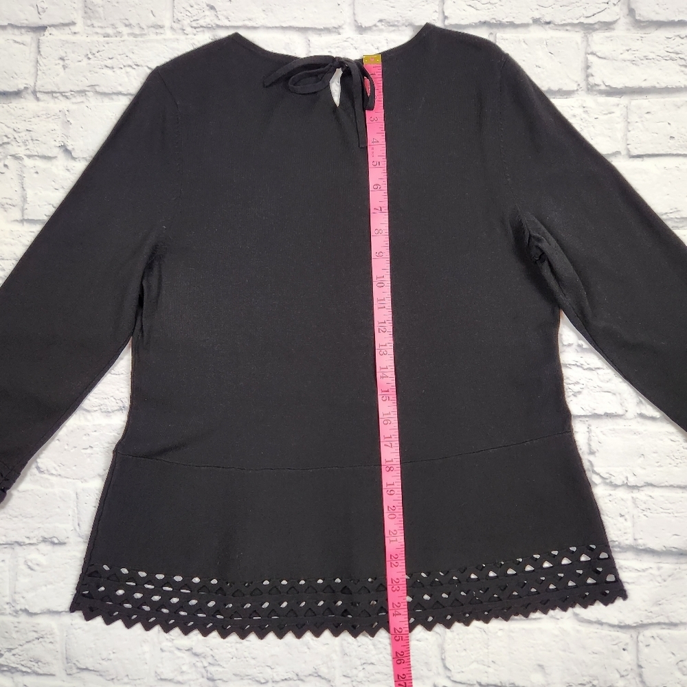 Talbots Shirt Womens Large Black Lace Trim - Picture 12 of 12